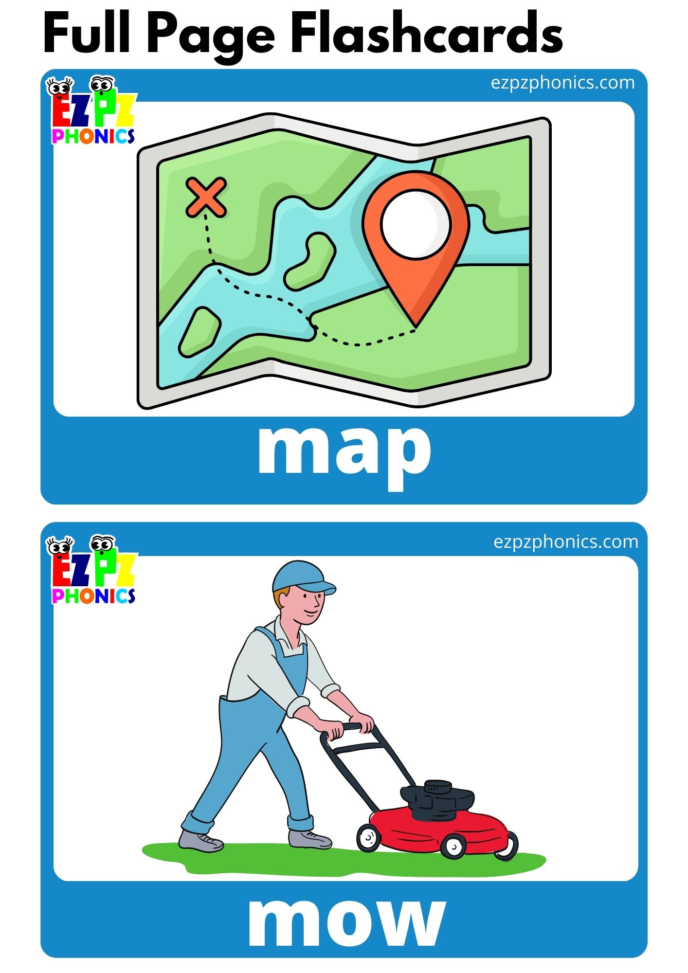 M Beginning Sounds Full Page Flashcards with Words Phonics Alphabet Letter Sounds Flashcards Free PDF Download or View Online for Kindergarten and ESL Students